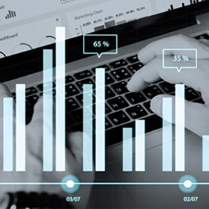 computer keyboard and data graph